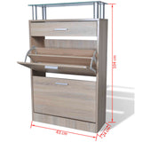 Shoe Cabinet with a Drawer and a Top Glass Shelf Wood Oak Look 241245