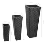 Garden Raised Beds 3 pcs Poly Rattan Black 40534
