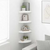 323897 Floating Corner Shelves 4 pcs White 25x25x3,8 cm MDF
