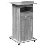 Lectern with Wheels & Drawer Grey Sonoma 55x55x107 cm Engineered Wood 848029