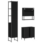 ZNTS 3 Piece Bathroom Furniture Set Black Engineered Wood 3214680