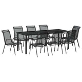 Garden Dining Set 9 pcs Black Powder-Coated Steel 3379141