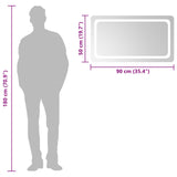 LED Bathroom Mirror Transparent 90 x 50 cm Tempered Glass 42045839