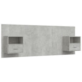 Bed Headboard with Cabinets Concrete Grey Engineered Wood 3115695