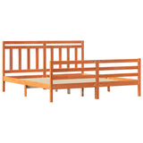 Bed Frame with Headboard Wax Brown 180 x 200 cm 3418142