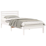 Bed Frame with Headboard White 100 x 210 cm Solid Pine Wood 872309
