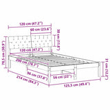 Bed frame Brown and light grey 120 x 200 cm Solid pine wood 878609