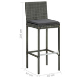 5 Piece Garden Bar Set with Cushions Poly Rattan Grey 3095416