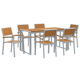 Garden Dining Set 7 pcs Grey and brown 160 x 80 x 75 cm 3284370