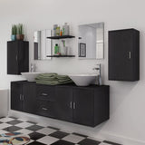 Nine Piece Bathroom Furniture and Basin Set Black 272229