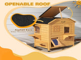 2-story Cat House Outdoor, Weatherproof Wooden Cat Enclosure for Feral Cats with Escape Door, T3398P349857