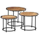 Nesting Tables 3 pcs Solid Rough Wood Mango 358930