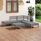 6 Piece Garden Lounge Set Solid Pinewood Grey 3082644