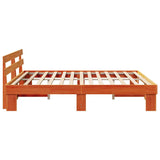 Bed Frame with Headboard Wax Brown 200 x 200 cm Solid Pine Wood 872430