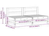 Garden Middle Sofa Solid Pine Wood Wax Brown 124 x 62 x 70.5 cm 865496