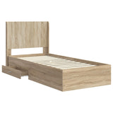 Bed Frame with Storage and Headboard Sonoma Oak Engineered Wood 3414151