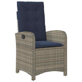 7 Piece Garden Dining Set with Cushions Grey Poly Rattan 3212435