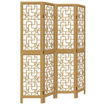 Room Divider 4 Panels Brown Solid Wood Paulownia 358866