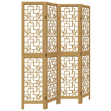 Room Divider 4 Panels Brown Solid Wood Paulownia 358866