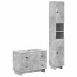 2 Piece Bathroom Cabinet Set EDE Concrete Grey Engineered Wood 3417498