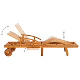 Sun Lounger Brown Solid Acacia Wood Standard Sun Lounger Size 3077329