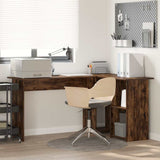 Desk with Shelf Smoked Oak 142 x 102 x 73 cm Engineered Wood 869294