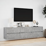 TV Wall Cabinet with LED Concrete Grey 180x31x45 cm 3307936