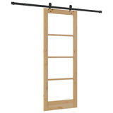 Sliding Door Natural 78 x 202 cm Solid Pine Wood and Glass 3332299