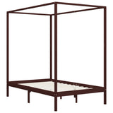Canopy Bed Frame without Mattress Dark Brown Solid Wood 120x200cm 283270