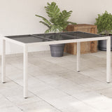 Garden Table with Glass Top White 150x90x75 cm Poly Rattan 368126