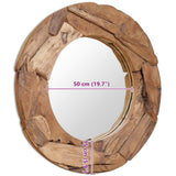 Decorative Mirror Teak 80 cm Round 244561