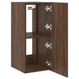 TV Wall Cabinet with LED Lights Brown Oak 30.5x35x70 cm 837244