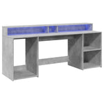 Desk with LED Lights Concrete Grey 200x55x91 cm Engineered Wood 3309441