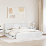 Storage Bed with Headboard White 200 x 200 cm Engineered Wood 3410763