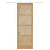 Sliding Door Natural and White 83 x 232 cm Solid Pine Wood 3445472