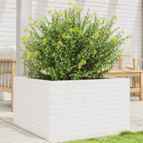 ZNTS Garden Planter White 80x80x45.5 cm Solid Wood Pine 847259