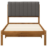 Bed Frame with Upholstered Headboard Natural and Light Grey 904191