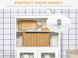 Freestanding Kitchen Cupboard, 4-Door Storage Cabinet with Adjustable Shelf and Glass Doors for T3398P344762