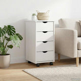 Rolling Cabinet White 34 x 39 x 65.5 cm Solid Pine Wood 42028345