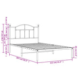 Metal Bed Frame without Mattress with Headboard Black 107x203cm 353435