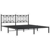 Metal Bed Frame without Mattress with Headboard Black 183x213cm 376133