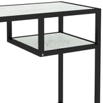 ZNTS Computer Desk White Marble 100x36x74 cm Tempered Glass 331624