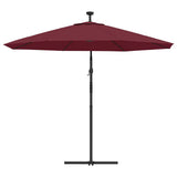 Cantilever Garden Parasol with LED Lights and Steel Pole Wine Red 313780