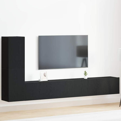 TV Cabinet Set 3 pcs Black oak 100 x 30 x 30 cm Engineered wood 3333054