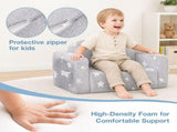 2-in-1 Convertible Toddler Fold Out Sofa Bed with Washable CoverSofa & Glowing Star, Baby Armchair 99775539