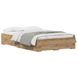 Bed Frame with Drawer Artisan Oak 120 x 200 cm Engineered Wood 3333970