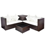 4 Piece Garden Lounge Set with Cushions Poly Rattan Brown 42988