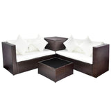 4 Piece Garden Lounge Set with Cushions Poly Rattan Brown 42988