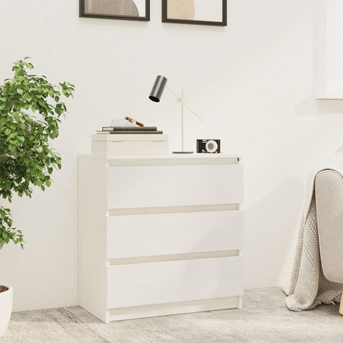 Bedside Cabinet White 60x36x64 cm Solid Pinewood 808094