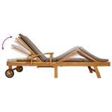 Sun Lounger with Cushion 100% Polyester Solid-Teak 42032672